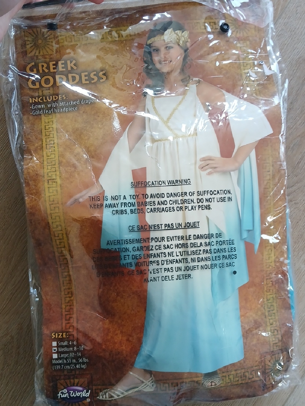 Greek Goddess Costume - White & Light Blue Kids 8-10